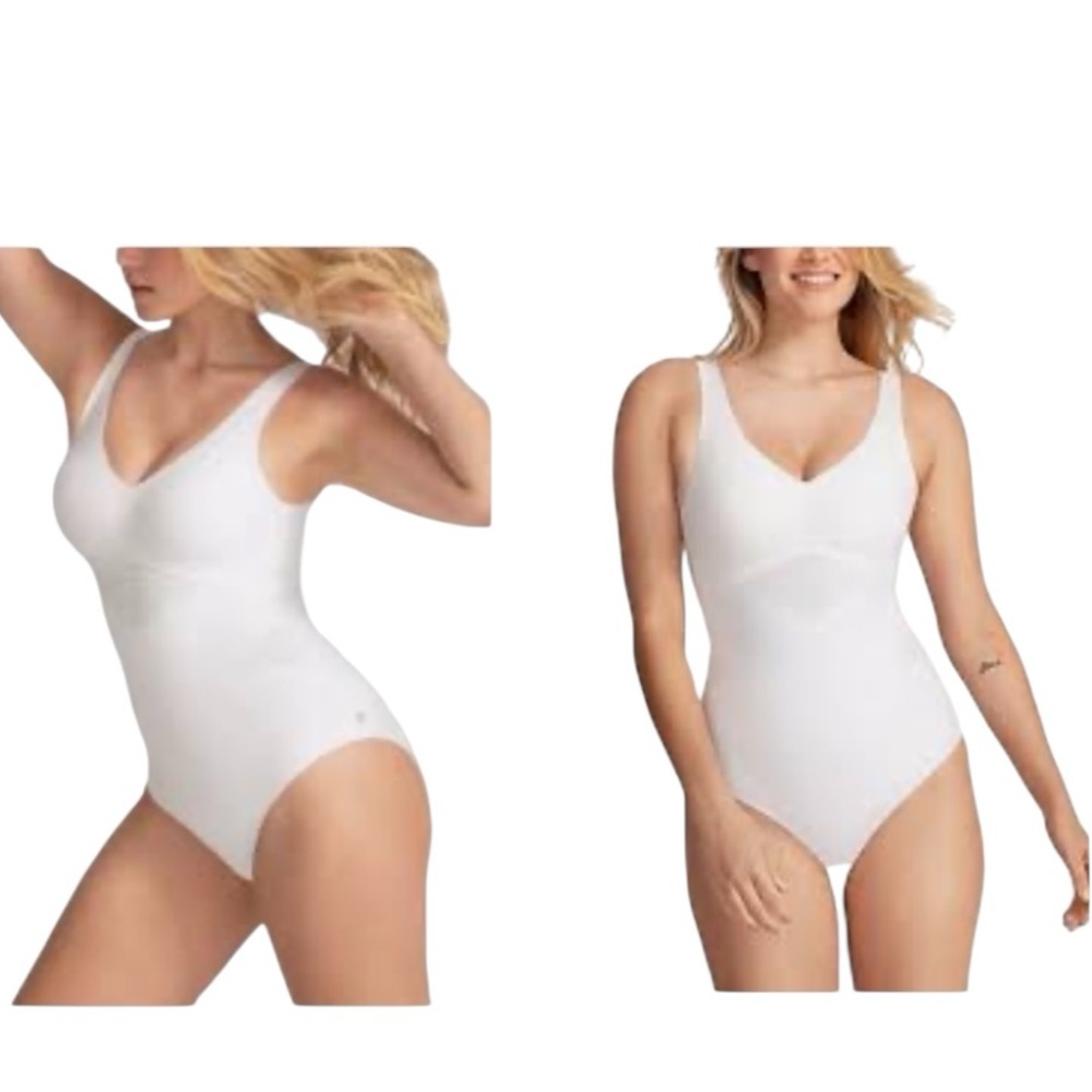 Honeylove LiftWear Tank Bodysuit White Shapewear Medium Seamless Sculpting